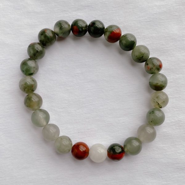 Moss Agate White Jade Bracelet