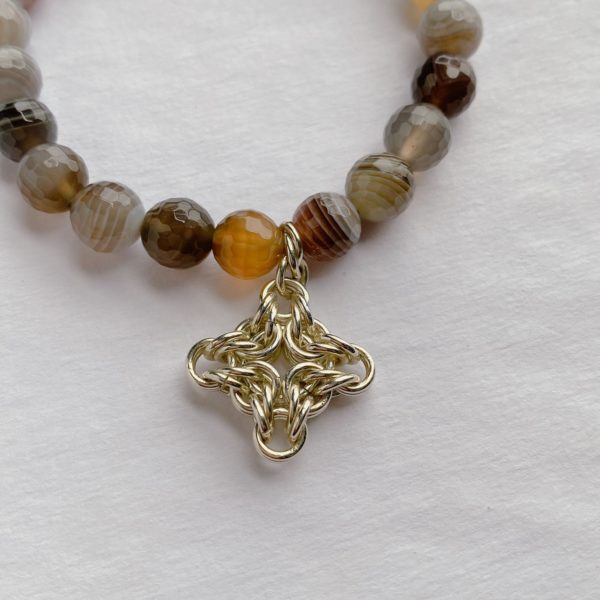 Faceted Botswana Agate Sterling Charm Bracelet - Image 2